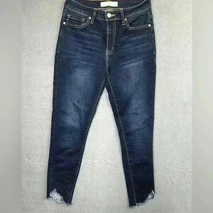 KanCan jeans women’s 5/26 frayed ankle cute blue denim stretch